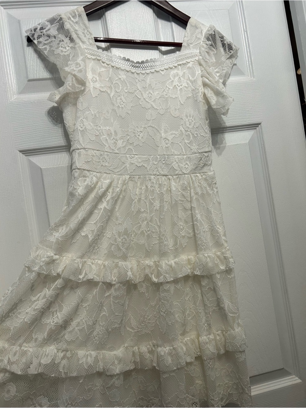 Speechless Ivory Lace Ruffle Tiered Dress for Girls